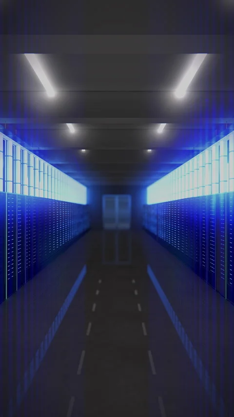 SciFi Data Center Server Room 4K Vertical Loop Stock Footage 341505809