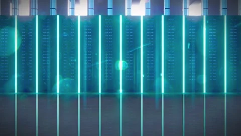 SciFi Data Center Server Wall 4K Seamless Loop Stock Footage 341505959
