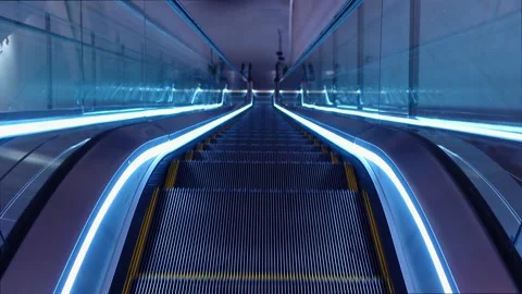 Scifi escalator,blue lights, 4K Video stock 310052030