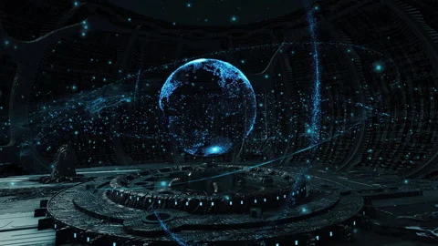 SCIFI HALL IN UNKNOWN PLANET Stockbeeldmateriaal 135681877