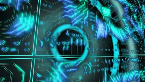 Scifi hud interface cpu animation graphic wall with data in background ai co Stock Footage 234130020