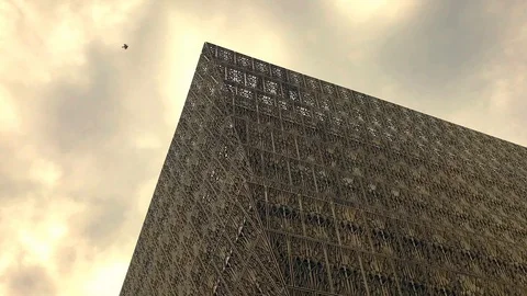 Scifi Modern Building in Clouds Video stock 98458329