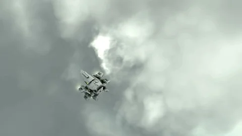 Scifi ship flying in the clouds	 Stock Footage 89108490