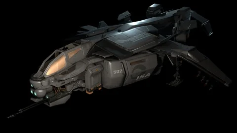 Scifi Space Ship Flying High Zoom In Green Screen 4K Stock Footage 117802939