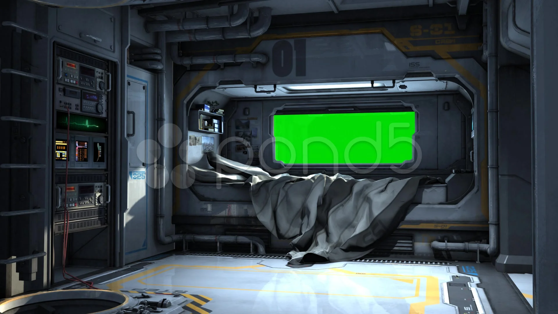 Scifi Spaceship Bedroom Video Background Green Screen Hi Res