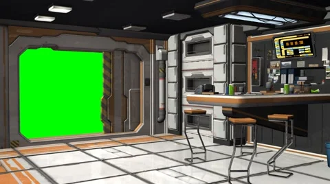 Scifi Spaceship Room - Video Background - Green Screen Stock Footage 41418151