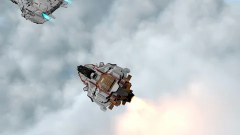 Scifi spaceships flying in the clouds Vidéo 106793359