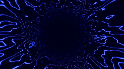 SciFi-Tunnel, blue Loop abstract Background 4K 30p big hole narrow lines Stock Footage 281362147