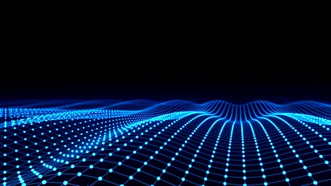 SciFi-Waves grid in space blue seamless loop abstract Background 4K 25p Stock Footage 280596047