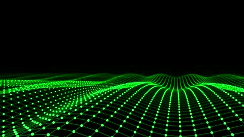 SciFi-Waves grid in space green seamless loop abstract Background 4K 25p Stock Footage 280596055