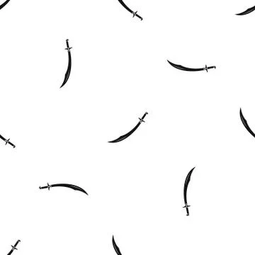 Scimitar sword pattern seamless black Stock Illustration