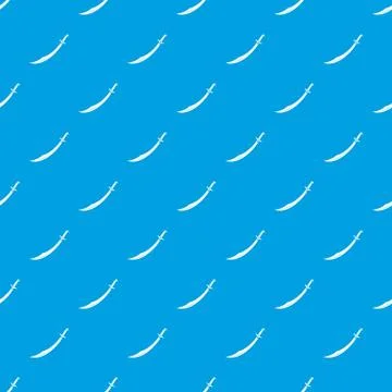 Scimitar sword pattern seamless blue Stock Illustration