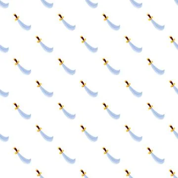 Scimitar swords repeated pattern on white background Stock Illustration