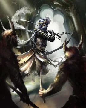 Scimitars warrior Stock Illustration