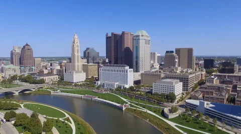 Scioto River &amp; Columbus, Ohio Stock Footage 68513825