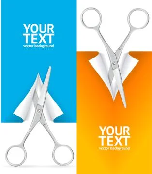 Scissor Banner Vertical Set. Vector 스톡 일러스트