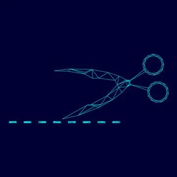 Scissor with cut line low poly triangulation triangulated polygonal electric  Stock Illustration