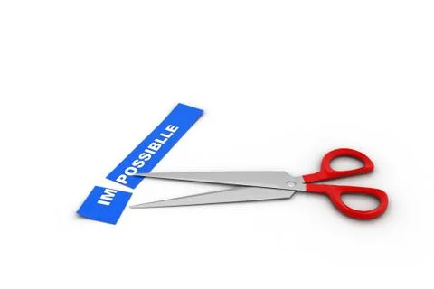Scissor cut the word impossible Free Stock Illustration
