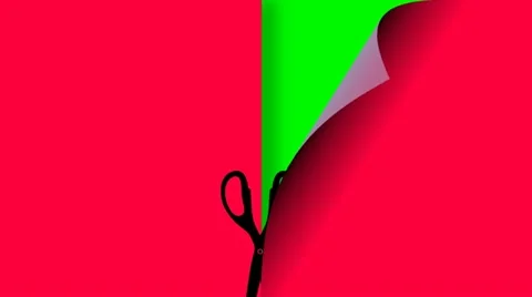 SCISSOR CUTS THE PAPER Stock-Footage 11059669