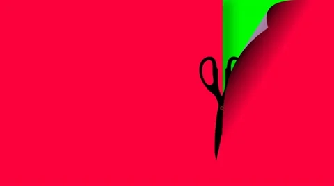 SCISSOR CUTS THE PAPER Stock Footage 11077002