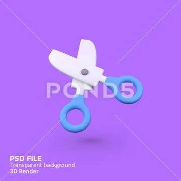 Scissor Cutting Equipment Tools isolated 3d render icon illustration Modello PSD
