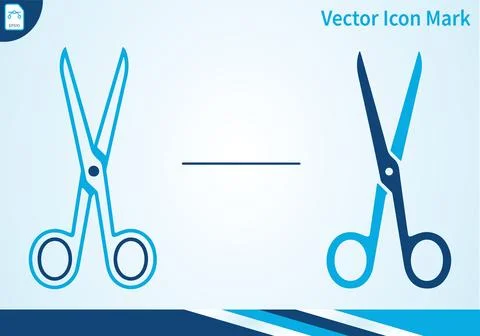 Scissor icon mark cut tool outline solid graphic design. Illustrazione stock
