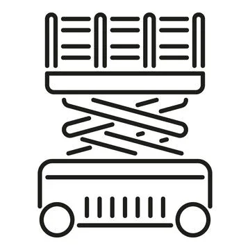 Scissor lift elevating platform industrial equipment icon Stock Illustration