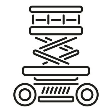 Scissor lift elevating platform line art icon Stock Illustration
