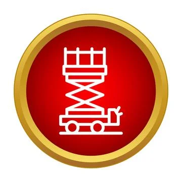 Scissor lift elevating work platform line icon Illustrazione stock