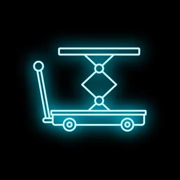 Scissor lift loading platform neon icon Stock Illustration