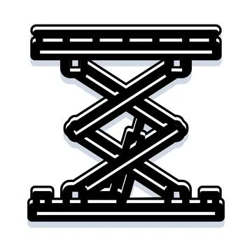 Scissor lift mechanism elevating platform icon design Ilustración de archivo