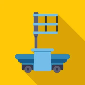 Scissor lift platform elevating equipment flat design icon Ilustración de archivo