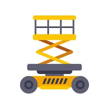 Scissor lift platform elevating materials and workers icon イラスト素材