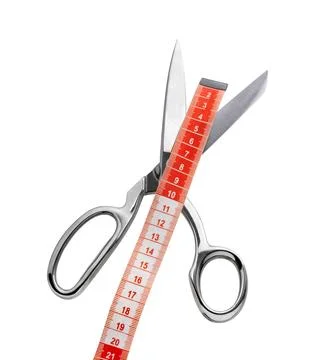 Scissors and centimeter concept. Foto stock