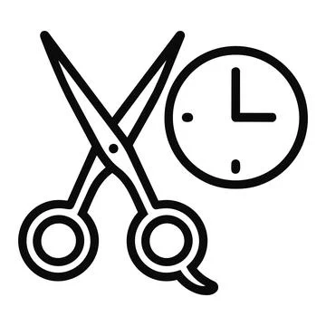 Scissors and Clock Icon Stock Illustration