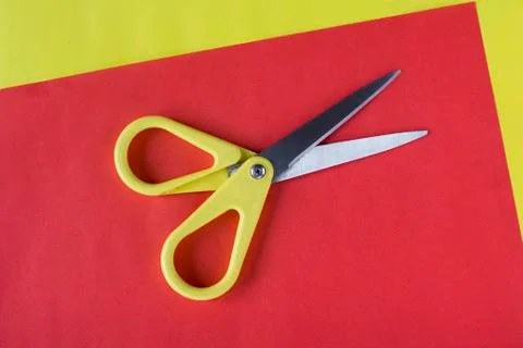 Scissors and colored paper Stock Photos