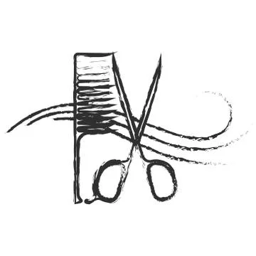 Scissors and comb abstract Stock Illustration