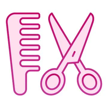 Scissors and comb flat icon. Hair salon vector illustration isolated on white Illustrazione stock