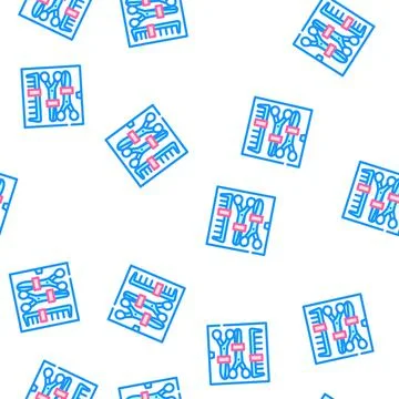Scissors and comb groomer set vector seamless pattern Stockillustratie