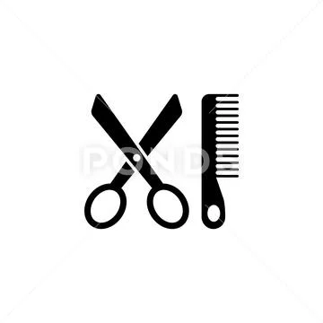 scissors vector icon. White scissors illustration on black