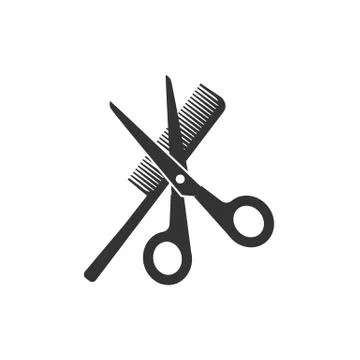Scissors and comb icon. Vector illustration, flat design. Stock Illustration