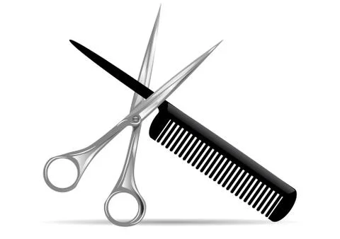 Scissors and comb Stock Illustration