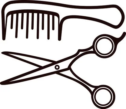 Scissors and comb Stock Illustration