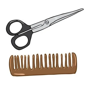 Scissors and comb Stock Illustration