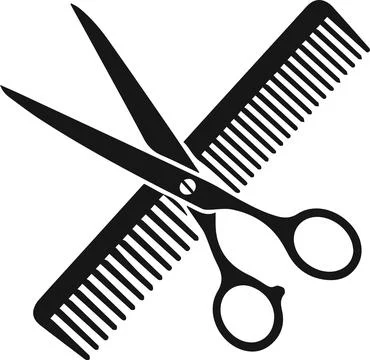 Scissors and comb, minimal simple vector illustration Stock Illustration