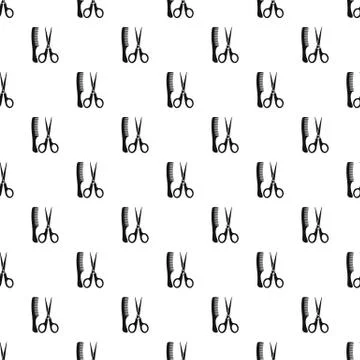 Scissors and comb pattern, simple style イラスト素材