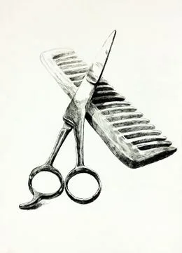 Scissors and comb Stock Photos