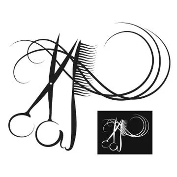 Scissors and comb silhouette Stock Illustration