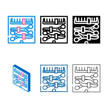 Scissors and comb variations groomer set color icon vector Stock Illustration