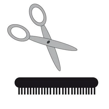 Scissors and comb on white background Stock Illustration